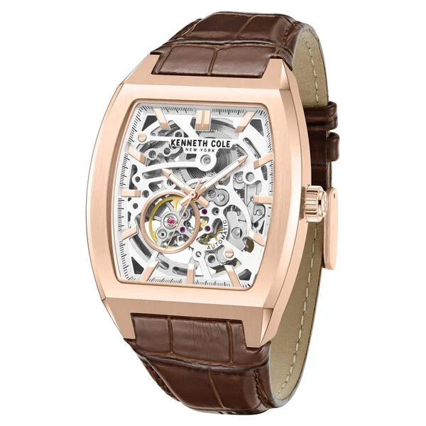 Kenneth Cole Automatic White Dial Leather Strap Watch For Men kcwgx0063802mn - KRISHNA WATCH COMPANY