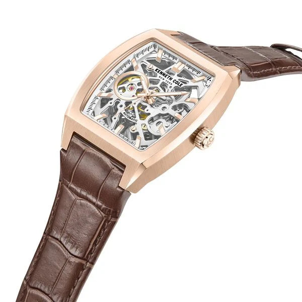 Kenneth Cole Automatic White Dial Leather Strap Watch For Men kcwgx0063802mn - KRISHNA WATCH COMPANY