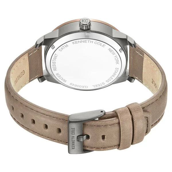 Kenneth Cole Automatic Grey Dial Brown Colour Leather Strap Watch For Men kcwgx0064902mn