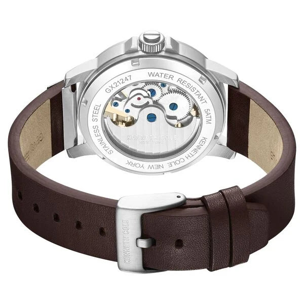 Kenneth Cole Kenneth Cole Automatic Brown Dial Leather Strap Watch For Men kcwgx2124701mn - KRISHNA WATCH COMPANY