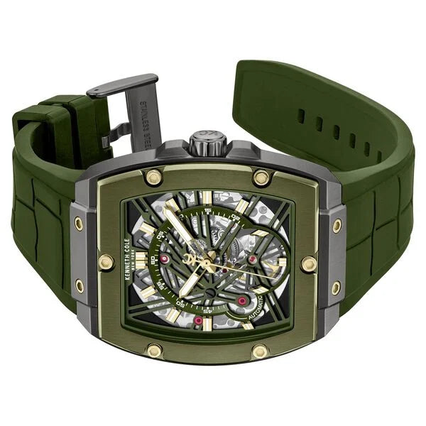 Kenneth Cole Automatic Green Dial Green Colour Silicone Strap Watch For Men kcwgz0067804mn - KRISHNA WATCH COMPANY