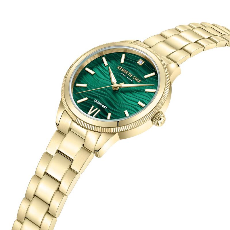 Kenneth Cole Quartz Analog Green dial Metal Strap Watch for Women - KCWLG0017703LD - KRISHNA WATCH COMPANY