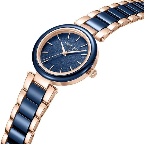 Kenneth Cole Quartz Analog Blue Dial Blue Stainless Steel & Ceramic Strap Watch For Women kcwlg0062701ld - KRISHNA WATCH COMPANY