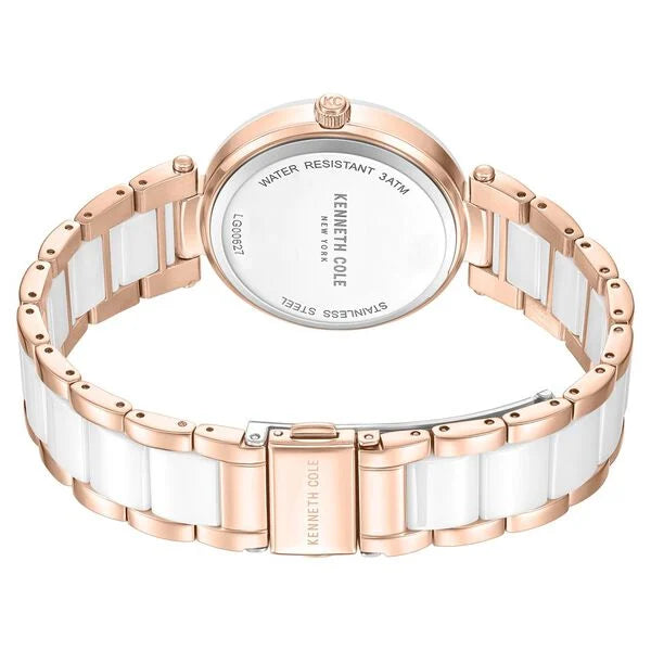 Kenneth Cole Quartz Analog White Dial White Stainless Steel & Ceramic Strap Watch For Women kcwlg0062702ld - KRISHNA WATCH COMPANY