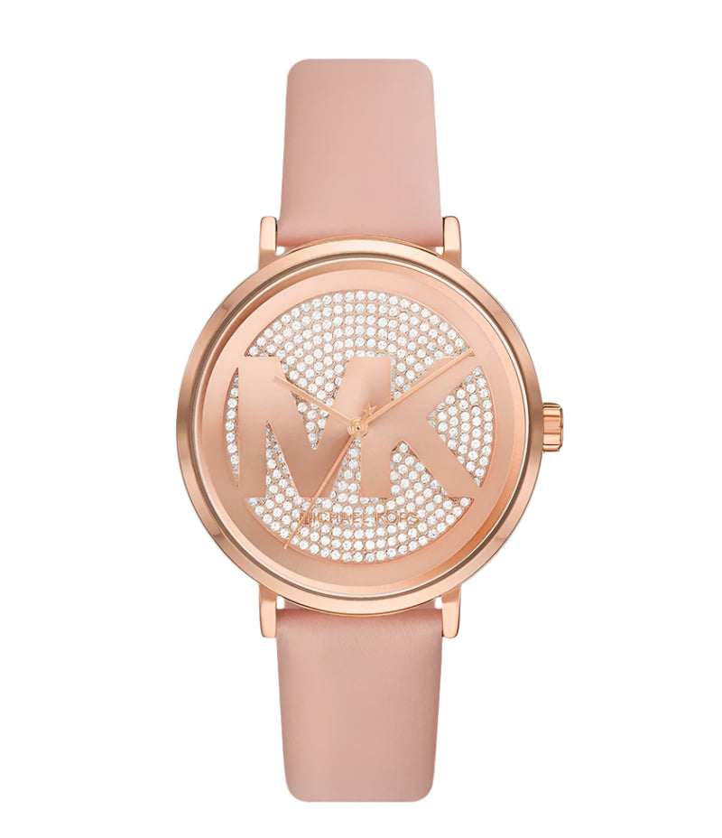 Michael Kors Women Quartz Rose Gold Dial Analog Leather Watch MK2957