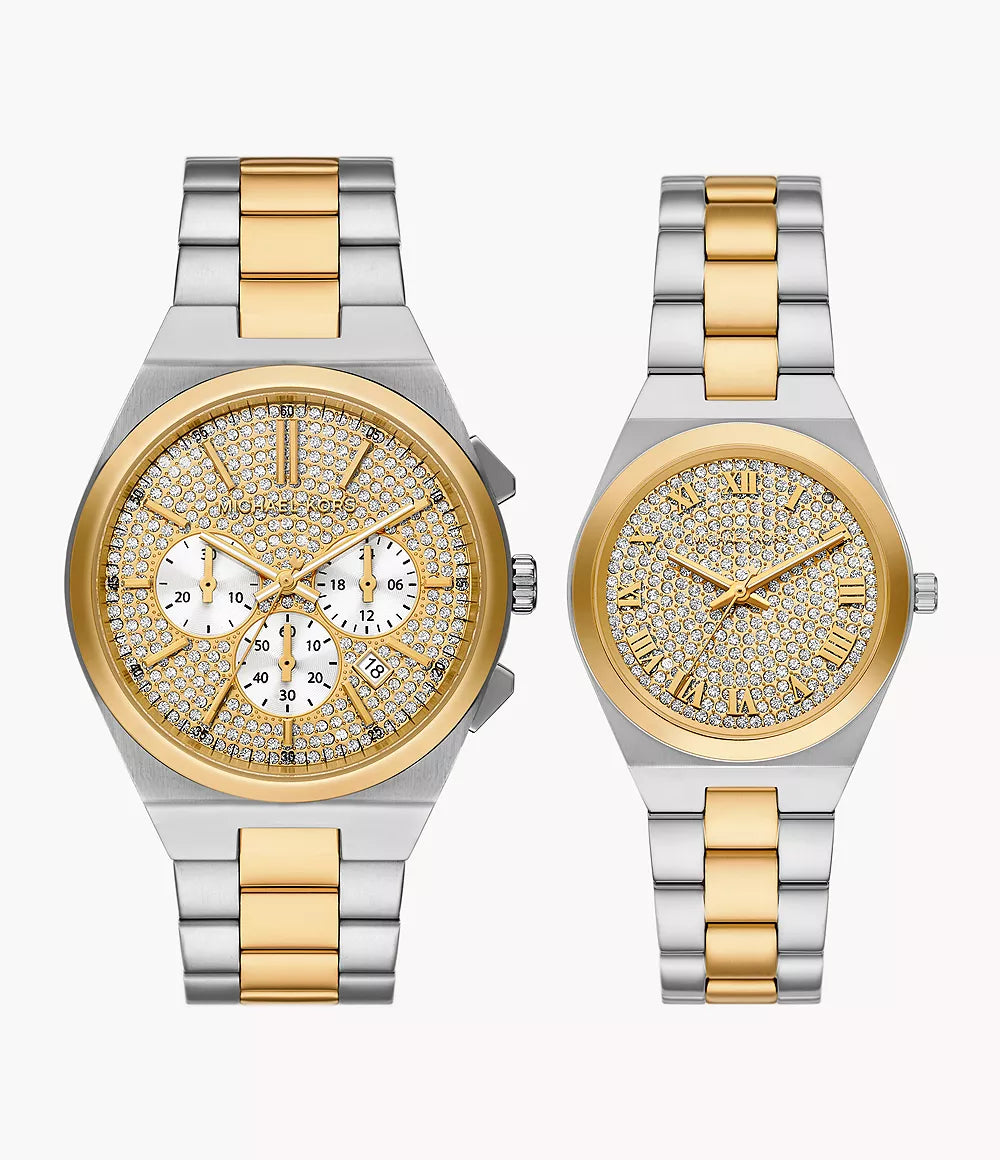Michael Kors Lennox Three-Hand Two-Tone Stainless Steel Watch Gift Set MK7503SET - KRISHNA WATCH COMPANY