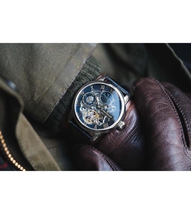 EARNSHAW Longitude Automatic Skeleton Dual Time Multifunction Watch for Men ES-8006-04 - KRISHNA WATCH COMPANY