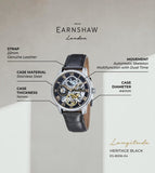 EARNSHAW Longitude Automatic Skeleton Dual Time Multifunction Watch for Men ES-8006-04