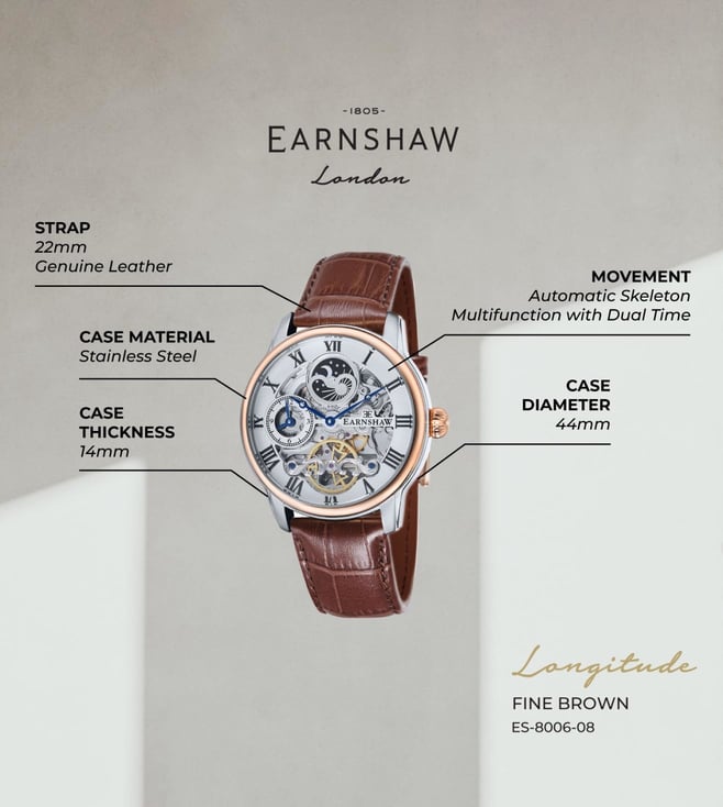 EARNSHAW Longitude Multifunction Watch for Men ES-8006-08 - KRISHNA WATCH COMPANY