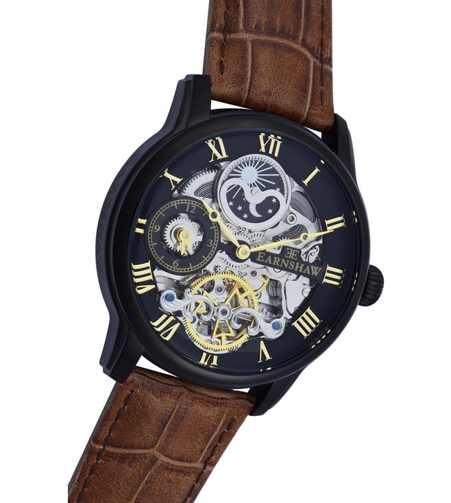 EARNSHAW Longitude Automatic Skeleton Dual Time Multifunction Watch for Men ES-8006-10 - KRISHNA WATCH COMPANY