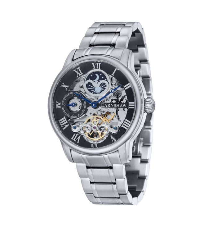 EARNSHAW Longitude Automatic Skeleton Dual Time Multifunction Watch for Men ES-8006-11 - KRISHNA WATCH COMPANY