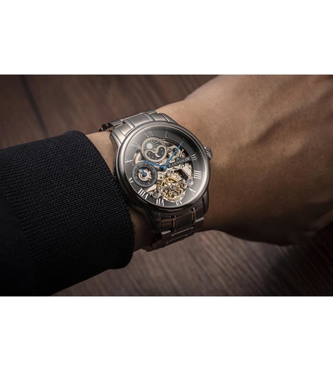 EARNSHAW Longitude Automatic Skeleton Dual Time Multifunction Watch for Men ES-8006-11 - KRISHNA WATCH COMPANY