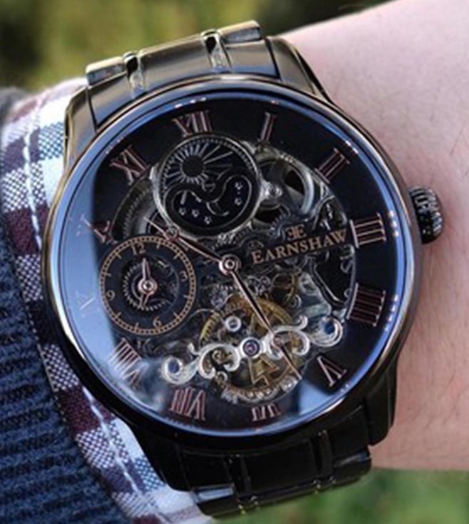 EARNSHAW Longitude Skeleton Automatic Multifunction Watch for Men ES - 8006-55 - KRISHNA WATCH COMPANY