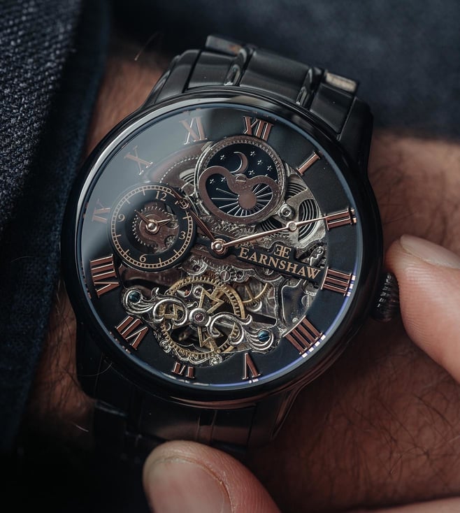 EARNSHAW Longitude Skeleton Automatic Multifunction Watch for Men ES - 8006-55 - KRISHNA WATCH COMPANY