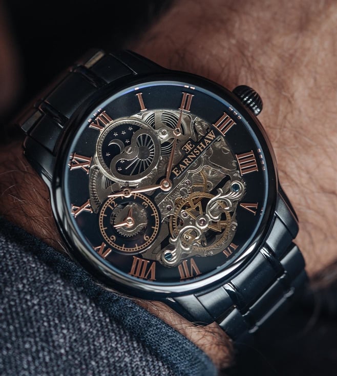 EARNSHAW Longitude Skeleton Automatic Multifunction Watch for Men ES - 8006-55 - KRISHNA WATCH COMPANY