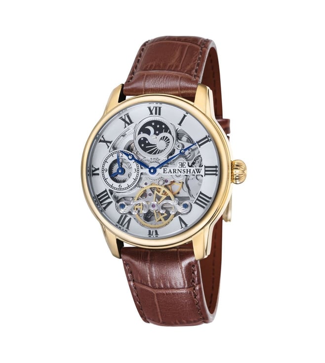 EARNSHAW Longitude Automatic Skeleton Dual Time Watch for Men ES-8006-02 - KRISHNA WATCH COMPANY