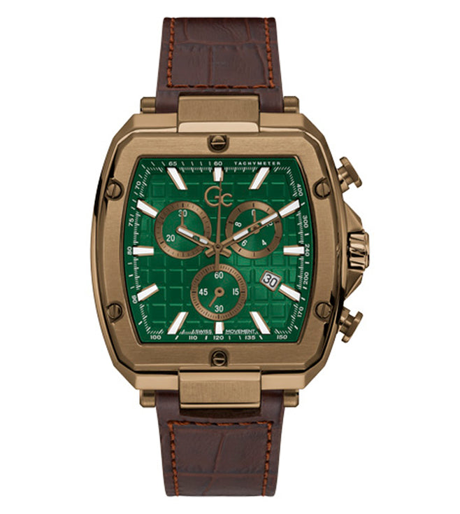 Gc Spirit Tonneau Green Round Dial Analog Men Watch Y83002G5MF