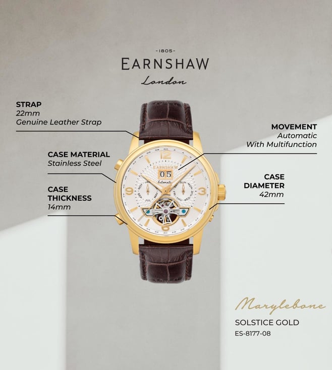 EARNSHAW Marylebone Grand Open Heart Multifunction Watch for Men ES-8177-08 - KRISHNA WATCH COMPANY