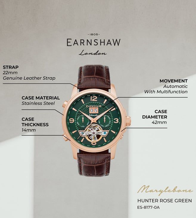 EARNSHAW Marylebone Automatic Skeleton Grand Open Heart Watch for Men ES-8177-0A - KRISHNA WATCH COMPANY