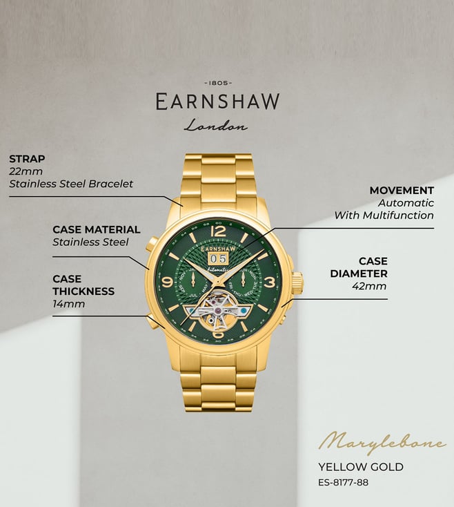 EARNSHAW Marylebone Automatic Skeleton Grand Open Heart Watch for Men ES-8177-88 - KRISHNA WATCH COMPANY