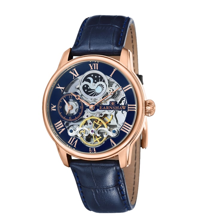 EARNSHAW Longitude Automatic Skeleton Moonphase Dual Time Watch For Men ES-8006-0A - KRISHNA WATCH COMPANY