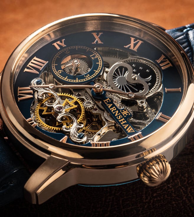 EARNSHAW Longitude Automatic Skeleton Moonphase Dual Time Watch For Men ES-8006-0A - KRISHNA WATCH COMPANY