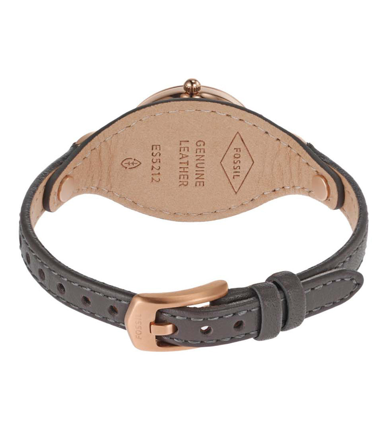 Carlie Three-Hand Black Eco Leather Watch ES5212 - KRISHNA WATCH COMPANY
