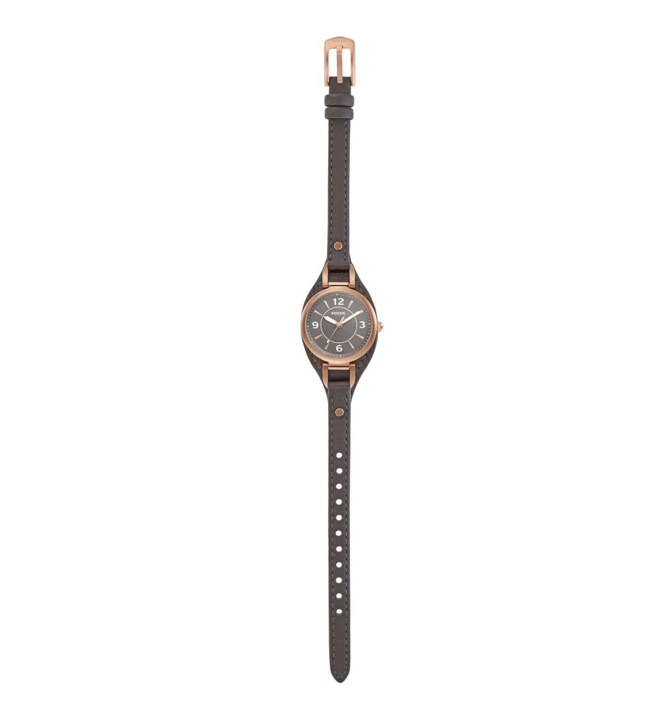 Carlie Three-Hand Black Eco Leather Watch ES5212 - KRISHNA WATCH COMPANY