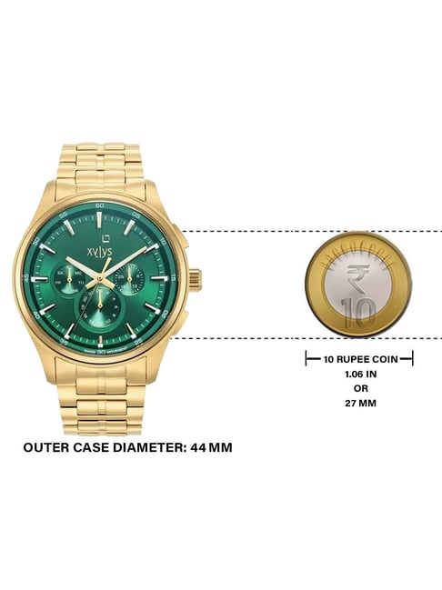 Xylys Swiss Analog Stainless Steel Strap Green Dial Watch For Men - NS40035YM03E - KRISHNA WATCH COMPANY