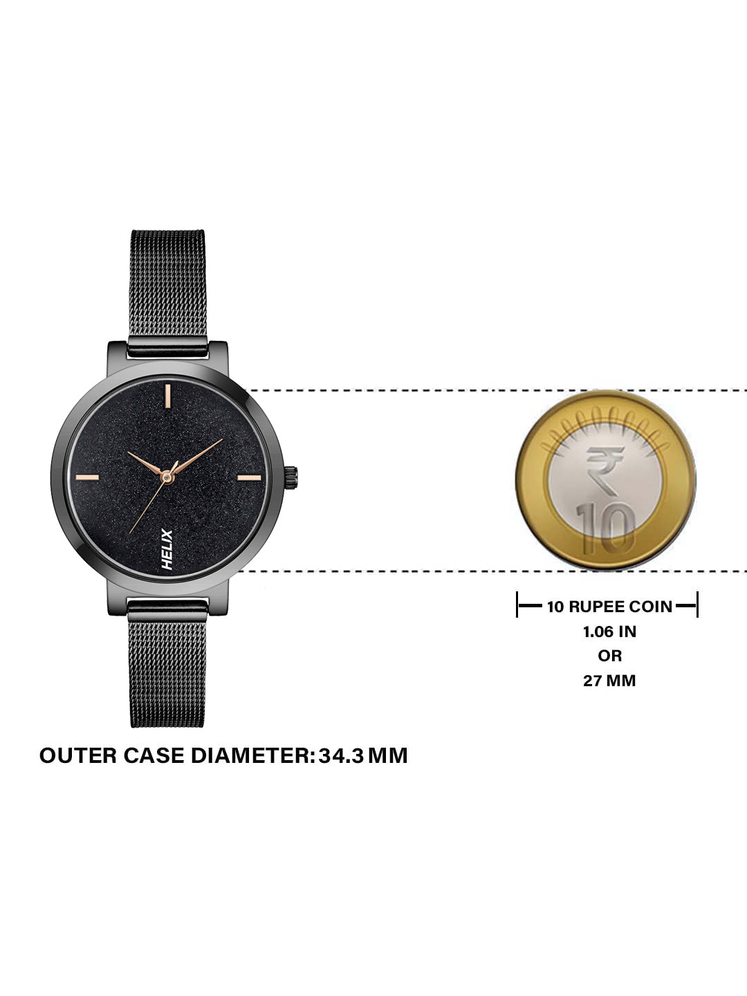 helix Analog Black Dial Women's Watch - TW041HL22 - KRISHNA WATCH COMPANY