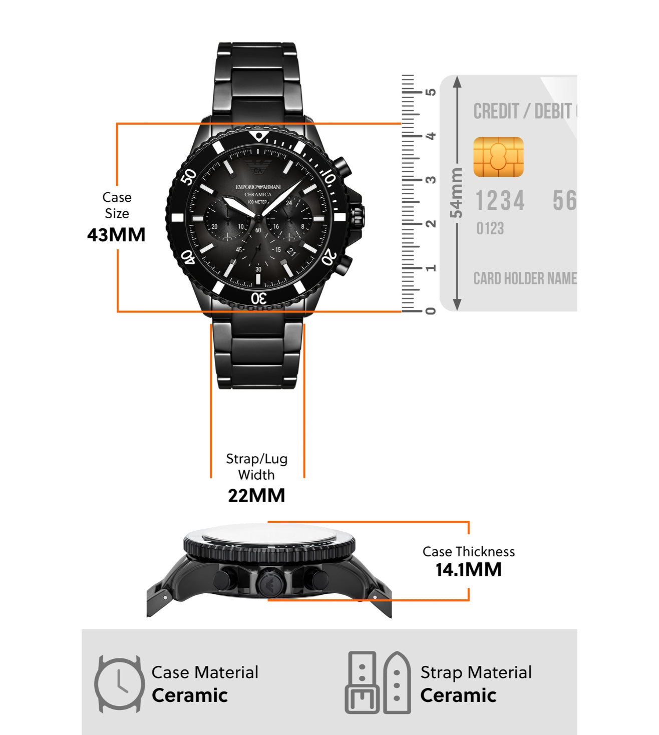 Emporio Armani Chronograph Black Ceramic Watch - AR70010 - KRISHNA WATCH COMPANY
