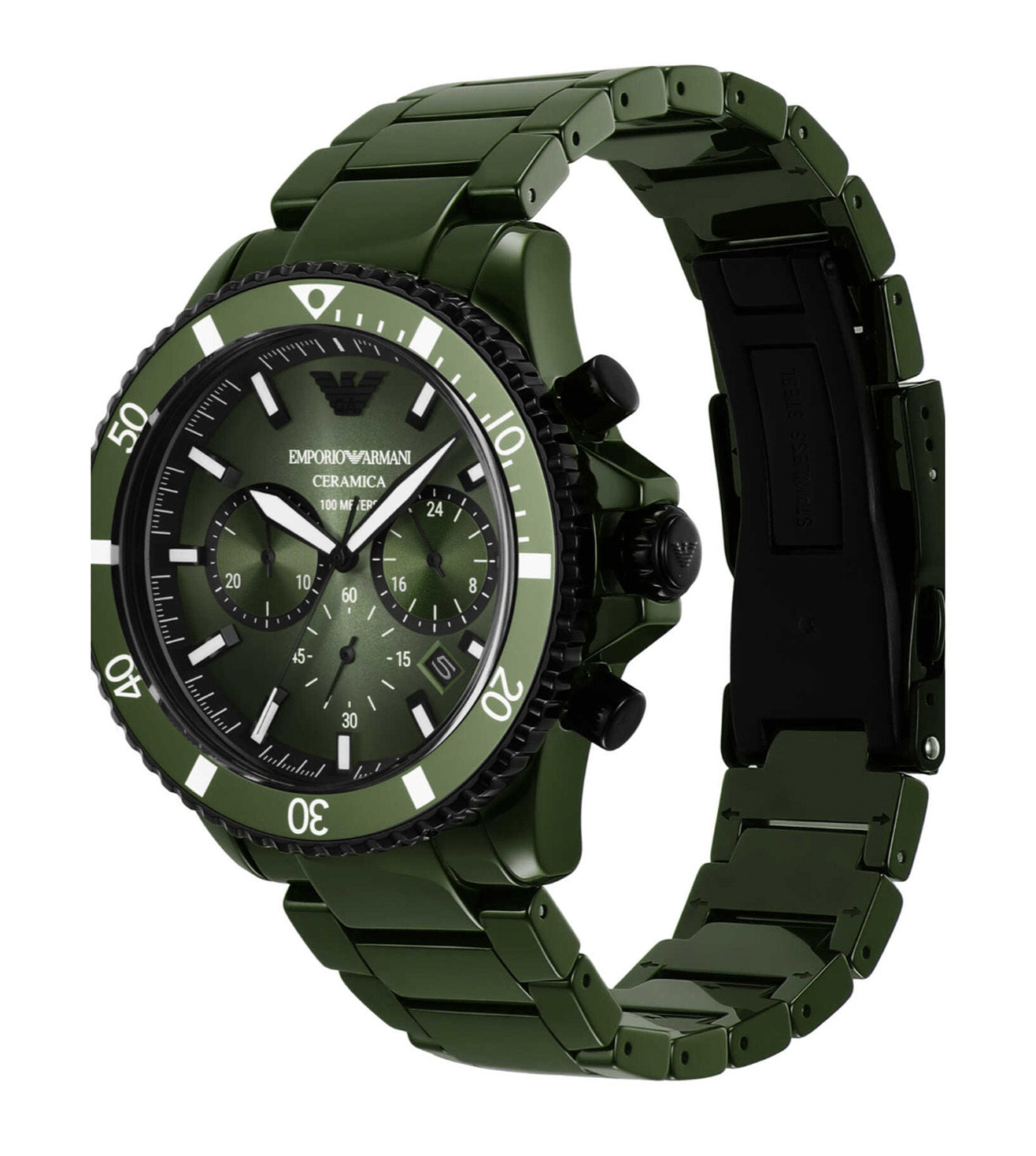 Emporio Armani Chronograph Green Ceramic Watch AR70011 - KRISHNA WATCH COMPANY