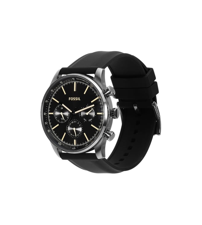 Fossil Sullivan Multifunction Black Silicone Watch BQ2746 - KRISHNA WATCH COMPANY