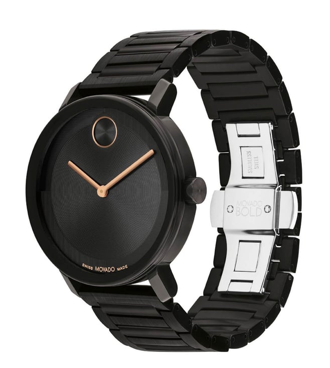 Movado Bold Men's Black Analog Stainless Steel Watch - 3601112 - KRISHNA WATCH COMPANY