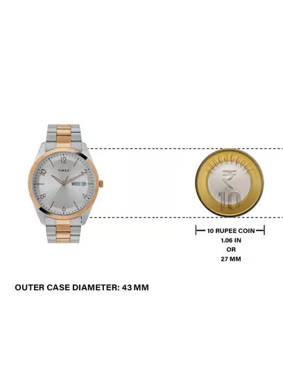 Timex Men Silver Round Analog Brass Dial Watch- TWTG10405 - KRISHNA WATCH COMPANY