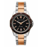 ARMANI EXCHANGE Spencer Analog Watch for Men AX1962, with a two-tone stainless steel band and rose gold casing, featuring a black dial.