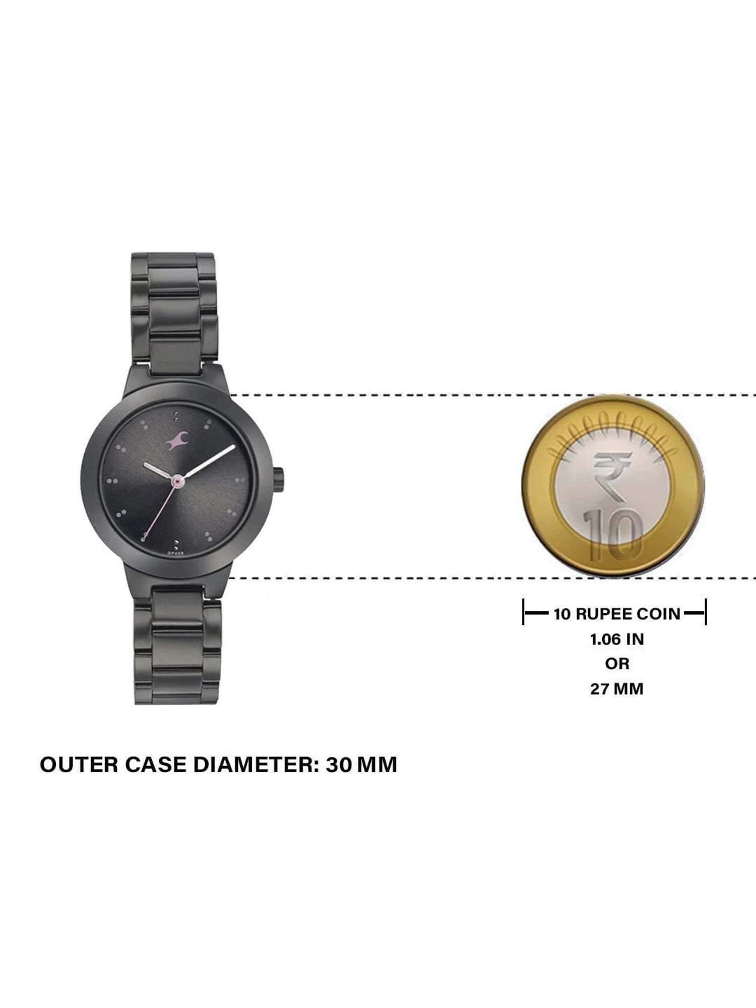 Fastrack Pulse Quartz Analog Black Dial Stainless Steel Strap Watch for Girls 6150nm01 - KRISHNA WATCH COMPANY