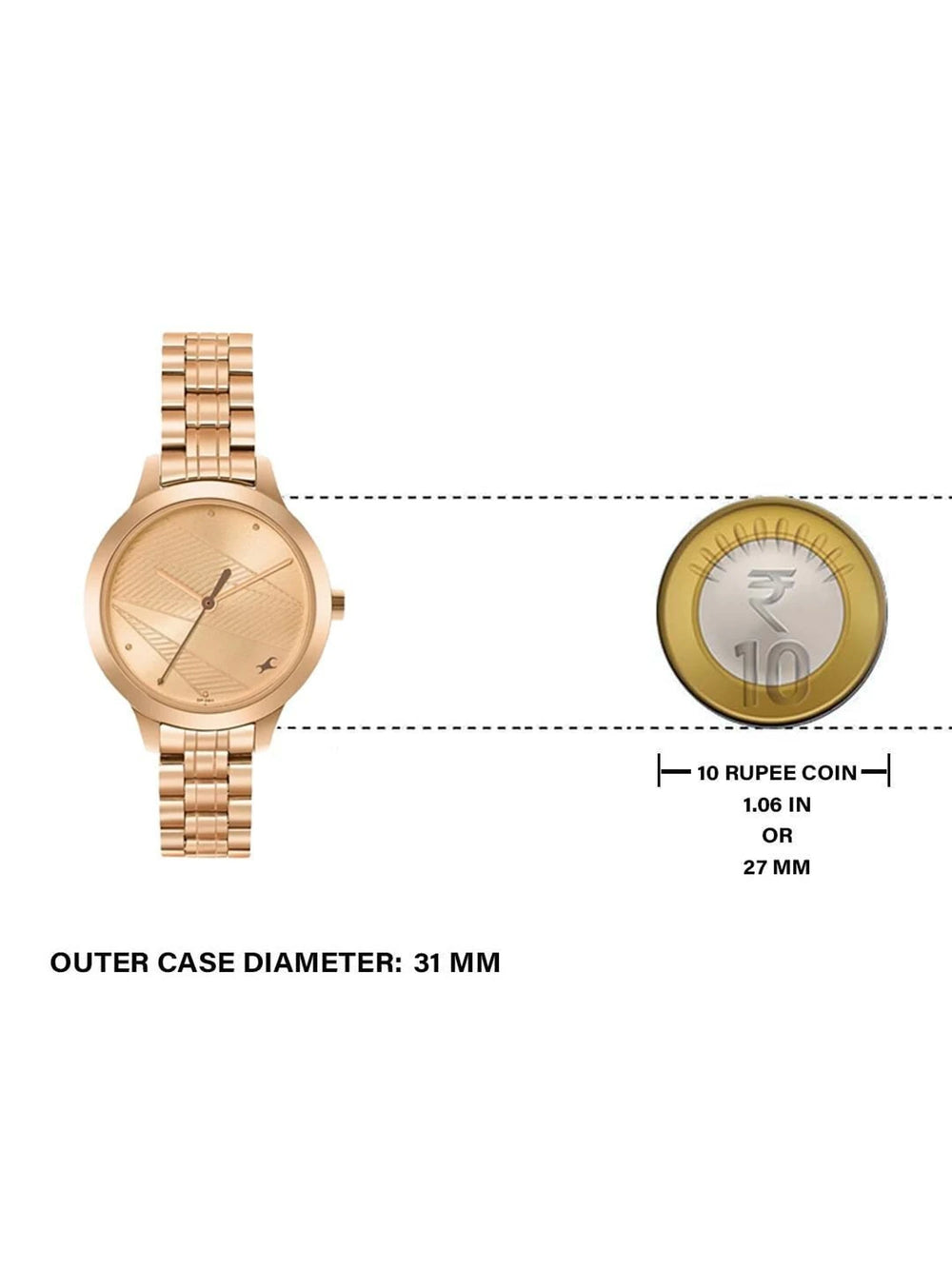Fastrack Stunners Quartz Analog Rose Gold dial Stainless Steel Strap Watch for Girls - 6267WM01 - KRISHNA WATCH COMPANY