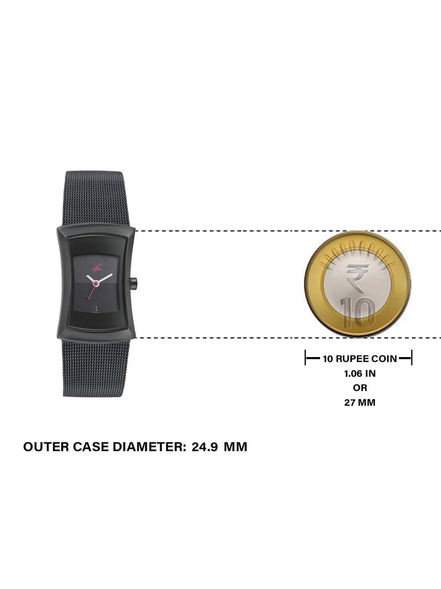 Fastrack Pulse Quartz Analog Black Dial Stainless Steel Strap Watch for Girls 6093nm01 - KRISHNA WATCH COMPANY