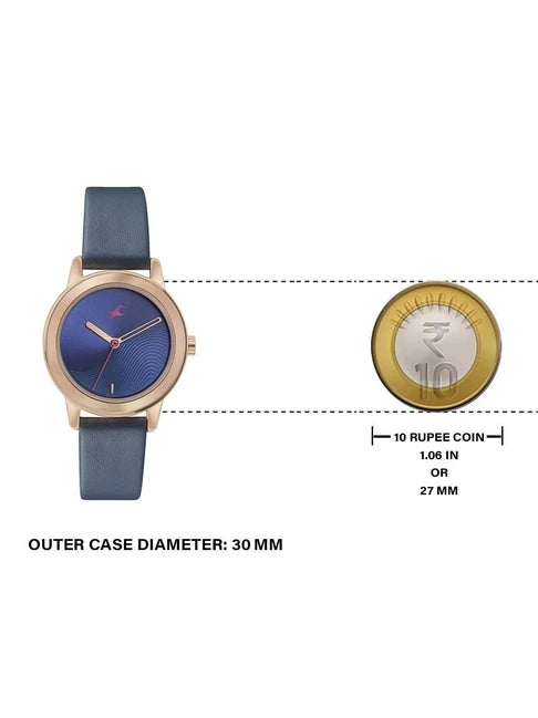 Fastrack Pulse Quartz Analog Blue Dial Leather Strap Watch for Girls - 68008WL01 - KRISHNA WATCH COMPANY