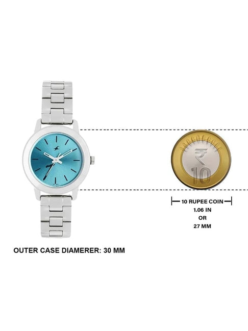 Fastrack Tropical Waters Quartz Analog Green Dial Metal Strap Watch for Girls ns68008sm06 / 68008sm06 - KRISHNA WATCH COMPANY