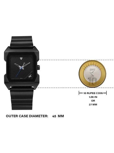 Fastrack Pulse Quartz Analog Black Dial With Black Stainless steel Strap Watch for Guys 1474nm02 - KRISHNA WATCH COMPANY