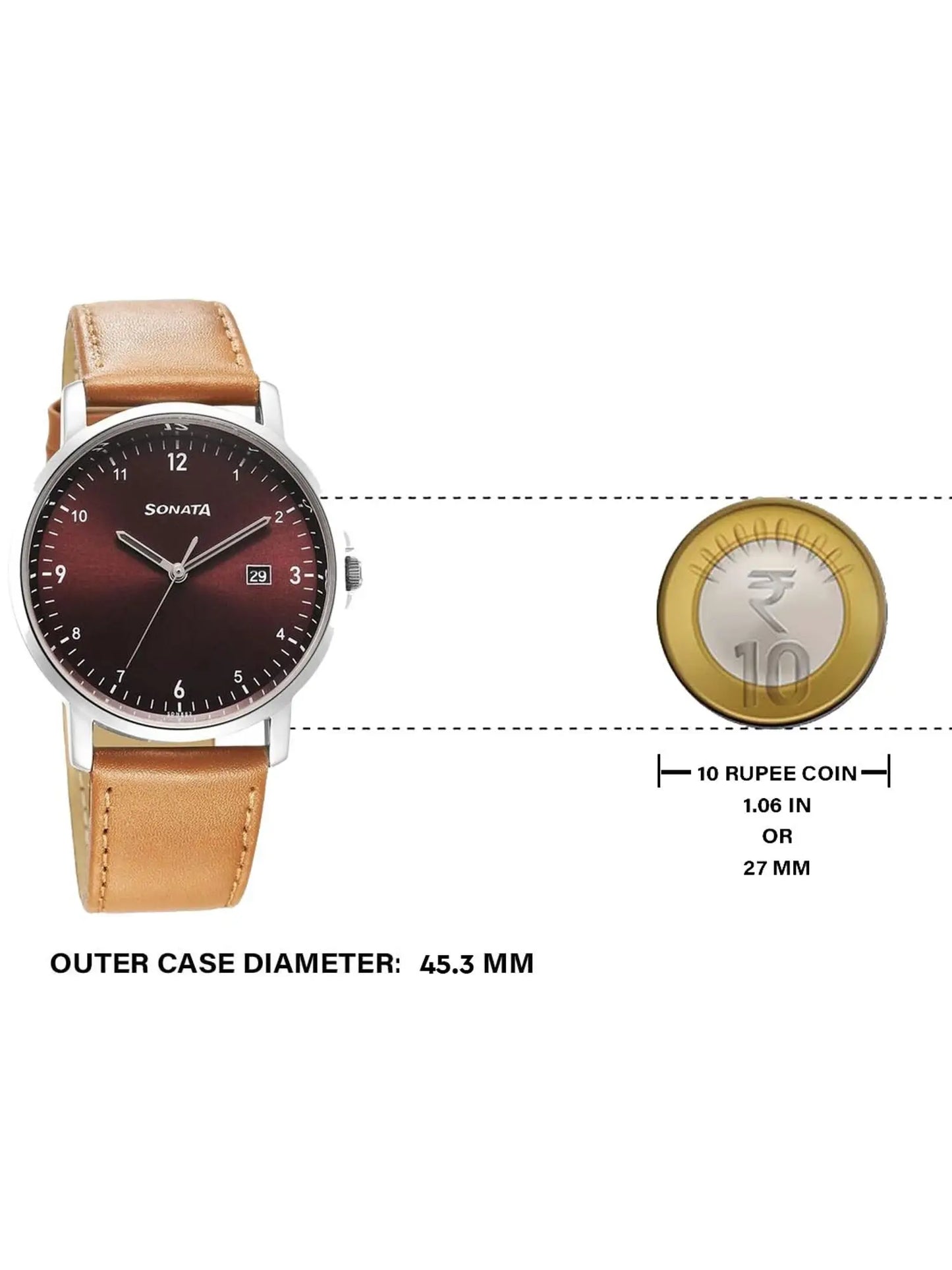 Sonata Quartz Analog with Date Brown Dial Watch for Men-77083SL09