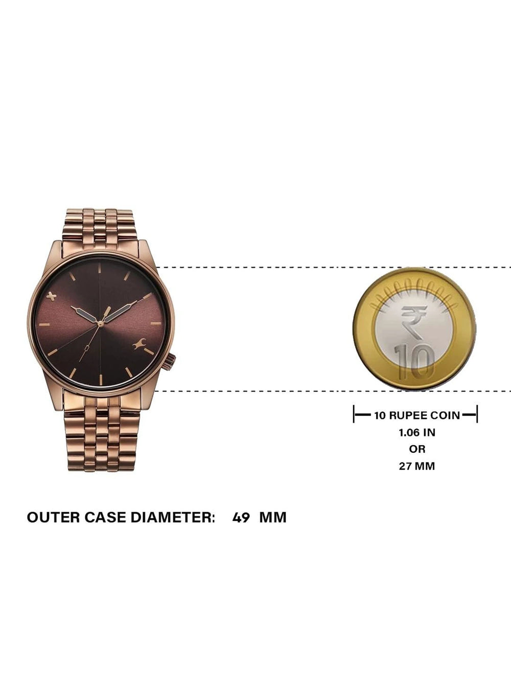 Fastrack Mixmatched Quartz Analog Brown Dial With Brown Metal Strap Watch For Couple 33056296qm02p - KRISHNA WATCH COMPANY