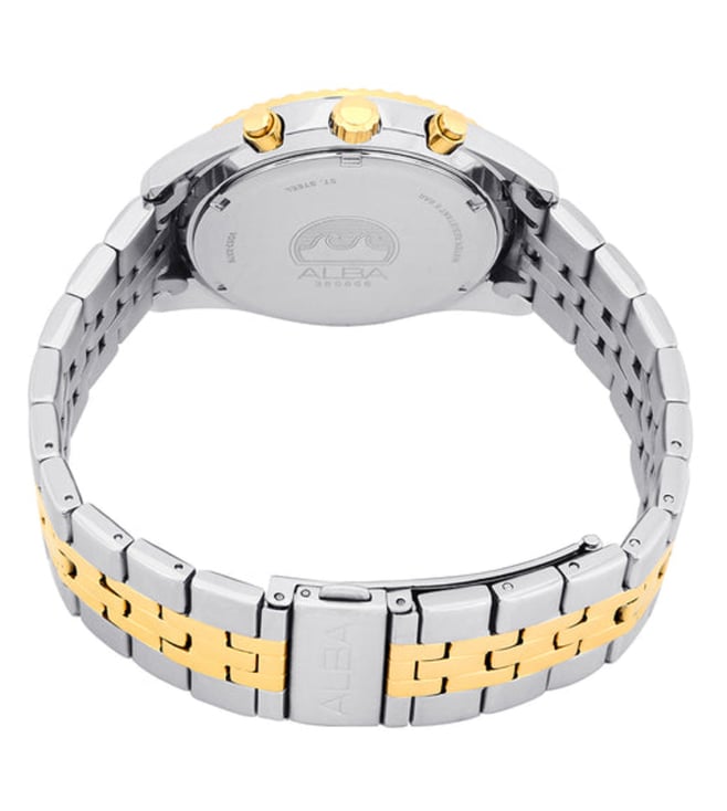 ALBA White+Gold Dial Chronograph AT3H14X1 - KRISHNA WATCH COMPANY