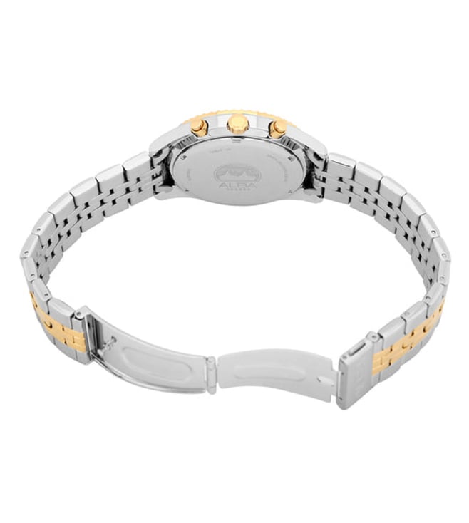 ALBA White+Gold Dial Chronograph AT3H14X1 - KRISHNA WATCH COMPANY