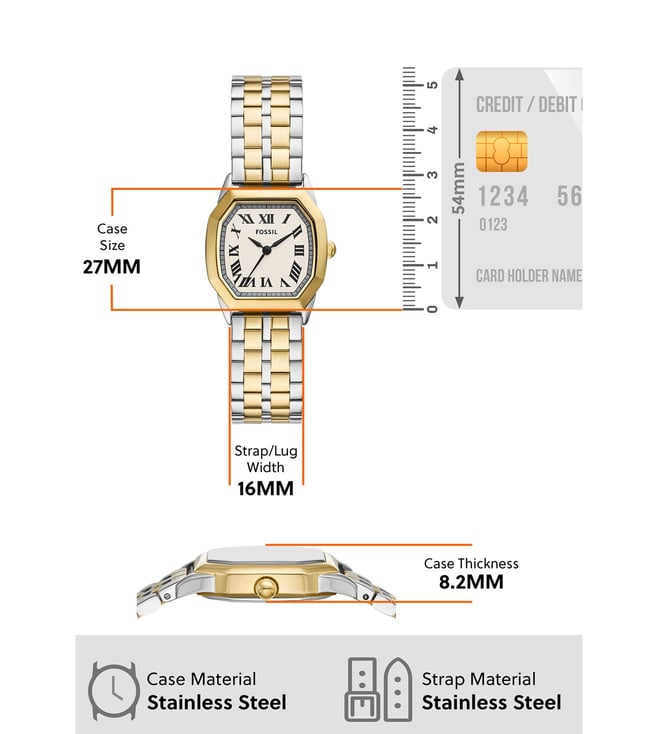 Fossil Harlow Three-Hand Two-Tone Stainless Steel Watch - ES5362 - KRISHNA WATCH COMPANY