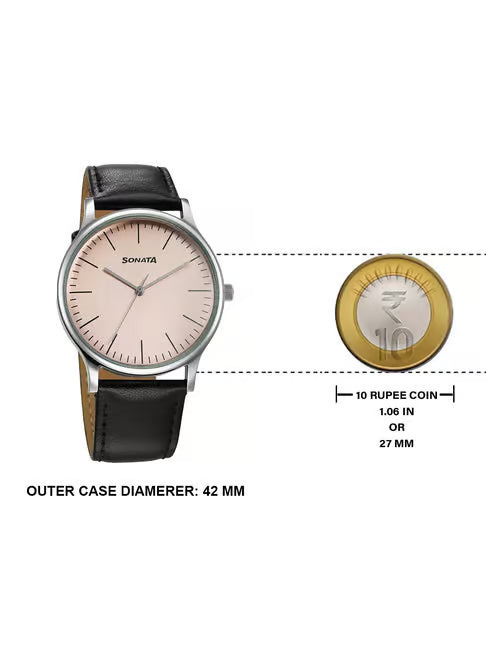 Sonata Aspire Quartz Analog Watch For Men - 77105SL20W - KRISHNA WATCH COMPANY