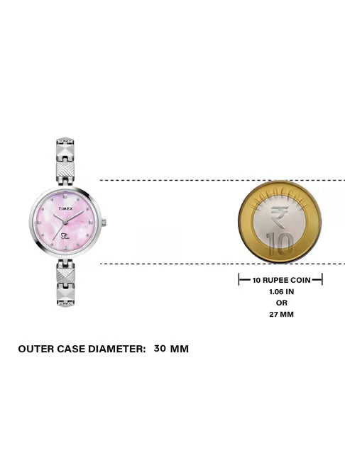Timex Fria Round 30mm Pink Dial Analog Women Watch - TWEL18307 - KRISHNA WATCH COMPANY