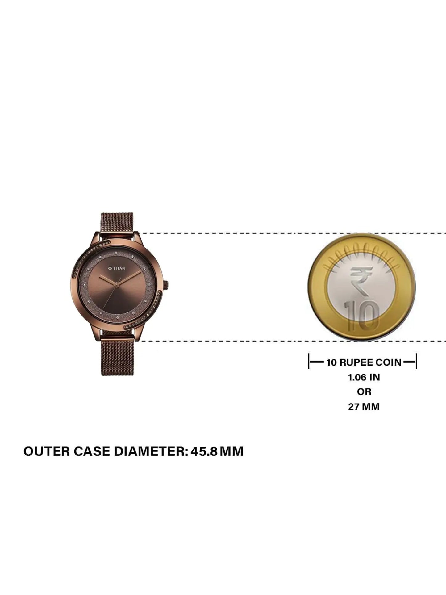 Titan Razzle Dazzle Quartz Analog Brown Dial Stainless Steel Mesh Strap Watch For Women 2764qm01